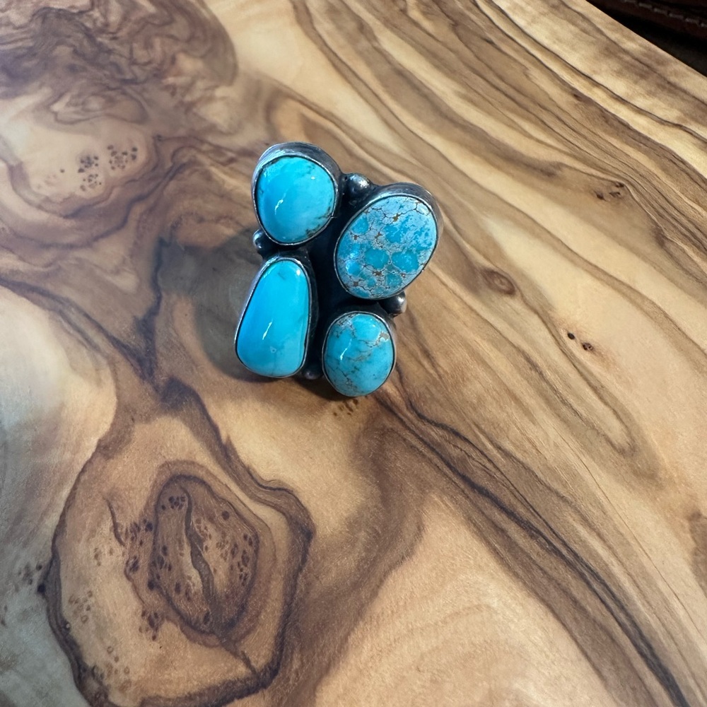 Royston Turquoise And Silver Statement Ring - image 3